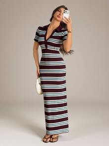 SHEIN Tall Striped Print Maxi Dress - Multicolor - View 2