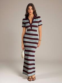 SHEIN Tall Striped Print Maxi Dress - Multicolor - View 5