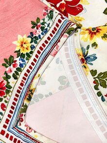 Selamara 女款復古拼接花卉刺繡V領印花罩衫，寬鬆蝙蝠袖小碎花短袖襯衫 - 彩色 - 查看 6