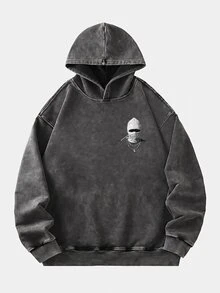 1pc Kids Tween Boy Casual Portrait Graphic Sweatshirt, Hip-Hop Rock Graffiti Sports Style, Loose Comfortable Long Sleeve Sweatshirt, Suitable For Autumn/Winter - Black - View 3