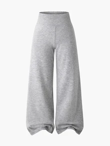 Girls Autumn/Winter All-Season Casual All-Match Versatile Daily Sports Wide Waistband Design Fitted Yoga Sports Knit Solid Color Sweatpants 2-Pack - Black and White - View 5