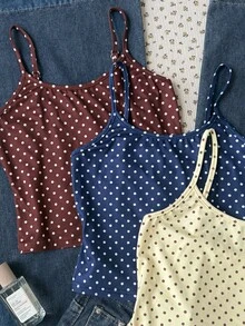 Tween女孩 針織波點印花背心上衣 3件套 - 彩色 - 查看 6