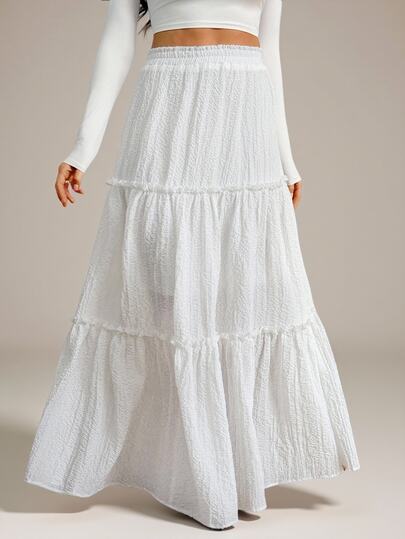SHEIN Tall High Waist Frill Trim Ruffle Hem Skirt