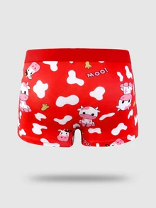 Notgurli Men's All-Over Print Casual Daily Boxer Briefs - Red - View 2