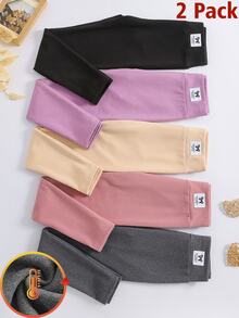 Tween Girl Cartoon Design Thermal Lined Thick Leggings, Autumn/Winter - Multicolor - View 5