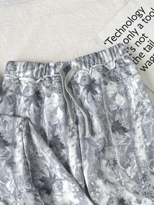 SHEIN 青少年女孩街頭風印花拉鍊連帽外套與運動長褲休閒套裝 - 彩色 - 查看 3