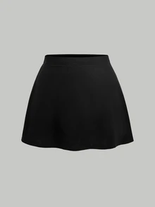 SHEIN MOD 大尺碼女款套裝，圓點蝴蝶結無袖上衣與A字迷你裙 - 黑與白 - 查看 10