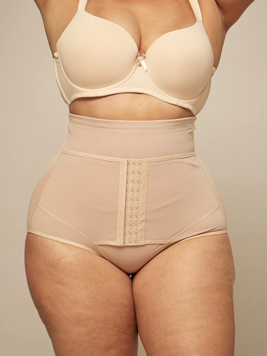 SHEIN BAE CURVE Plus Size Women'S High Waist Tummy Control Shaping Panties - Apricot - View 1