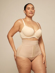 SHEIN BAE CURVE Plus Size Women'S High Waist Tummy Control Shaping Panties - Apricot - View 5