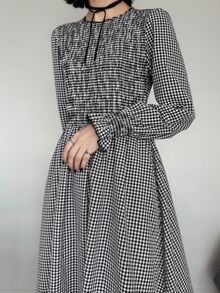 FRIFUL Women's Fashion College Style Pleated Dress With Flared Cuffs Fall - Black - View 5