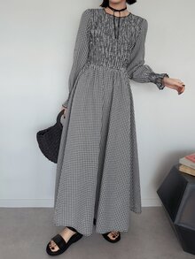 FRIFUL Women's Fashion College Style Pleated Dress With Flared Cuffs Fall - Black - View 4