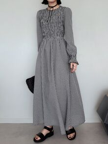 FRIFUL Women's Fashion College Style Pleated Dress With Flared Cuffs Fall - Black - View 7