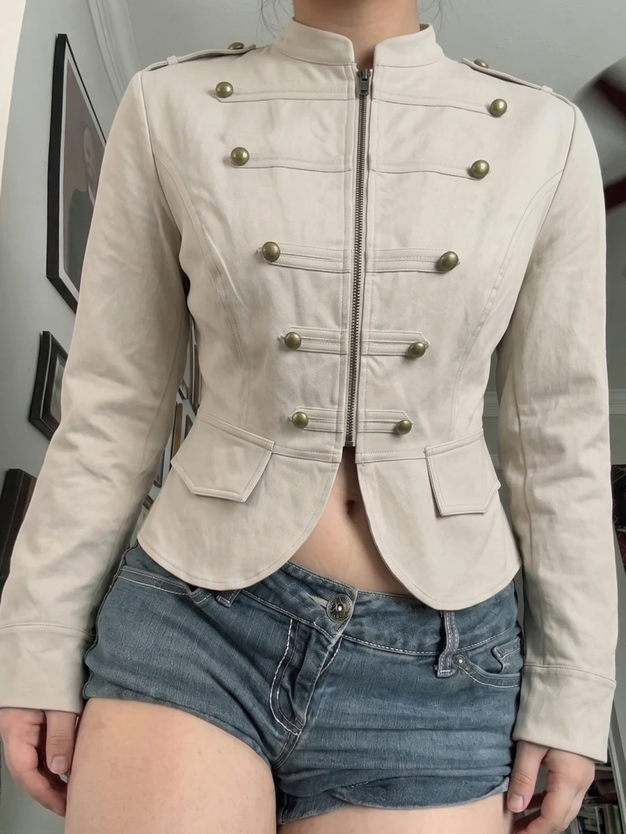 Muchica Plus Size Women's Solid Color Stand Collar Zipper Casual Versatile Everyday Jacket Fall