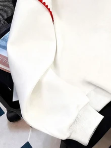 Resyla 女款外套上衣，秋冬新款，白色，圖案設計，可愛熊，戶外度假穿搭，字母印花，女款連帽衛衣 - 白色 - 查看 3
