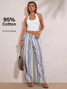 SHEIN BAE 女士纯色修身休闲吊带背心 - 白色 - 查看 3