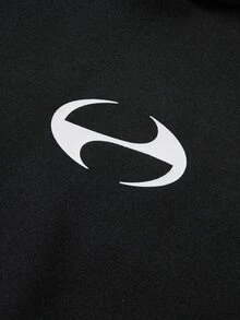 SHEIN 青少年男孩休閒舒適百搭連帽衫與長褲套裝 - 黑色 - 查看 3