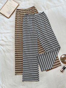 Napfluff 2pcs/Pack Women's Loungewear Pants, Simple Comfortable Pajama Pants Suitable For Outdoor Wear - Multicolor - View 1