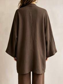 SHEIN Autumn, Casual, Brown Loose Jacket, Daily Wear, Holiday Wear, Women's Regular Jacket - Brown - View 2