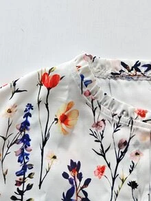 SHEIN Rosurelle 女款春夏法式復古荷葉邊圓領單排扣無袖襯衫，寬鬆休閒百搭風格，適合通勤/下午茶約會/日常街頭穿搭 - 彩色 - 查看 8