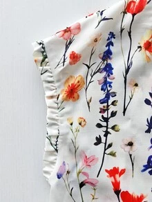 SHEIN Rosurelle 女款春夏法式復古荷葉邊圓領單排扣無袖襯衫，寬鬆休閒百搭風格，適合通勤/下午茶約會/日常街頭穿搭 - 彩色 - 查看 7