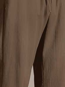 HIMLAND Men's Woven Fashion Casual Business Solid Color Long Pants - Coffee Brown - View 4