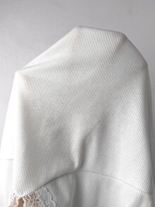 Coolane 女款夏季街頭風休閒可愛日常穿著基礎簡約彈性舒適對比蕾絲白色羅紋針織修身背心上衣 - 白色 - 查看 8