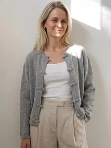 Flora Isola Flora Isola Vintage Casual Button Design Autumn/Winter Women's Cardigan Brunch Gray - Grey - View 4