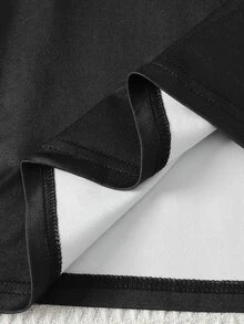 SHEIN 青少年女孩秋冬休閒極簡風蝴蝶結長袖T恤與豹紋寬鬆長褲睡衣套裝 - 黑色 - 查看 6