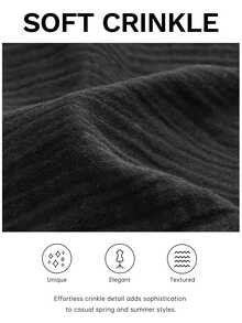 Travachic 100%棉黑白大尺碼波希米亞風優雅前綁帶蝴蝶結V領長袖短款休閒洋裝，適合秋季度假與晚宴正式場合 - 黑色 - 查看 9