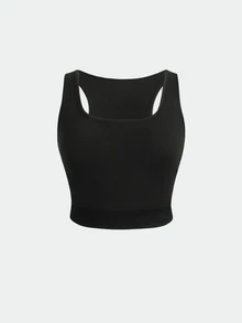 SHEIN 青少年女孩長袖立領前開襟拉鍊T恤搭配露背背心與單車褲運動套裝，黑色運動服套裝 - 黑色 - 查看 6