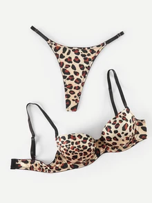 Bralution Leopard Print Underwire Bra & Panty Lingerie Set ClassicAnimalPrint - Multicolor - View 2
