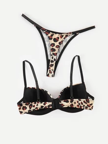 Bralution Leopard Print Underwire Bra & Panty Lingerie Set ClassicAnimalPrint - Multicolor - View 11
