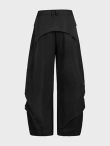 Manfinity BRENVOR Men's Deconstructed Design Pleated Wide Leg Long Pants - Black - View 4