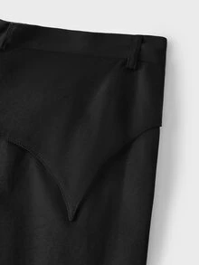 Manfinity BRENVOR Men's Deconstructed Design Pleated Wide Leg Long Pants - Black - View 7