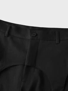 Manfinity BRENVOR Men's Deconstructed Design Pleated Wide Leg Long Pants - Black - View 5