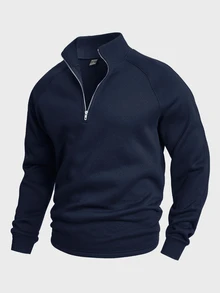 Calvornis Sudadera con cuello alto y media cremallera, de manga larga tipo raglan para hombre - azul real - Ver 1