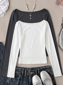 SHEIN 青少年女孩 T-shirt 買 1 件送 1 件 - 彩色 - 查看 4