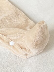 SHEIN 秋冬新生兒居家連身衣，可愛小狗大象無尾熊刺繡，杏色單面水晶絨毛，休閒極簡長袖連腳爬行服 - 彩色 - 查看 4