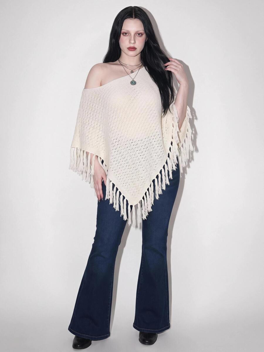 SHEIN ICON Plus Size Knit Tops - Beige - View 1
