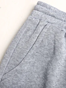 SHEIN Teen Girl Drawstring Waist Wide Leg Sweatpants - Grey - View 5