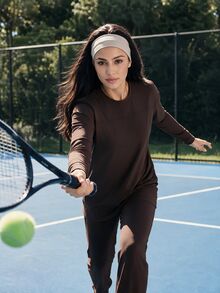 SHEIN Sports Setelan Baju Renang 2 Potong Fashion Mewah Terbaru Musim Semi/Panas Wanita dengan Jilbab - Coffee Brown - View 6