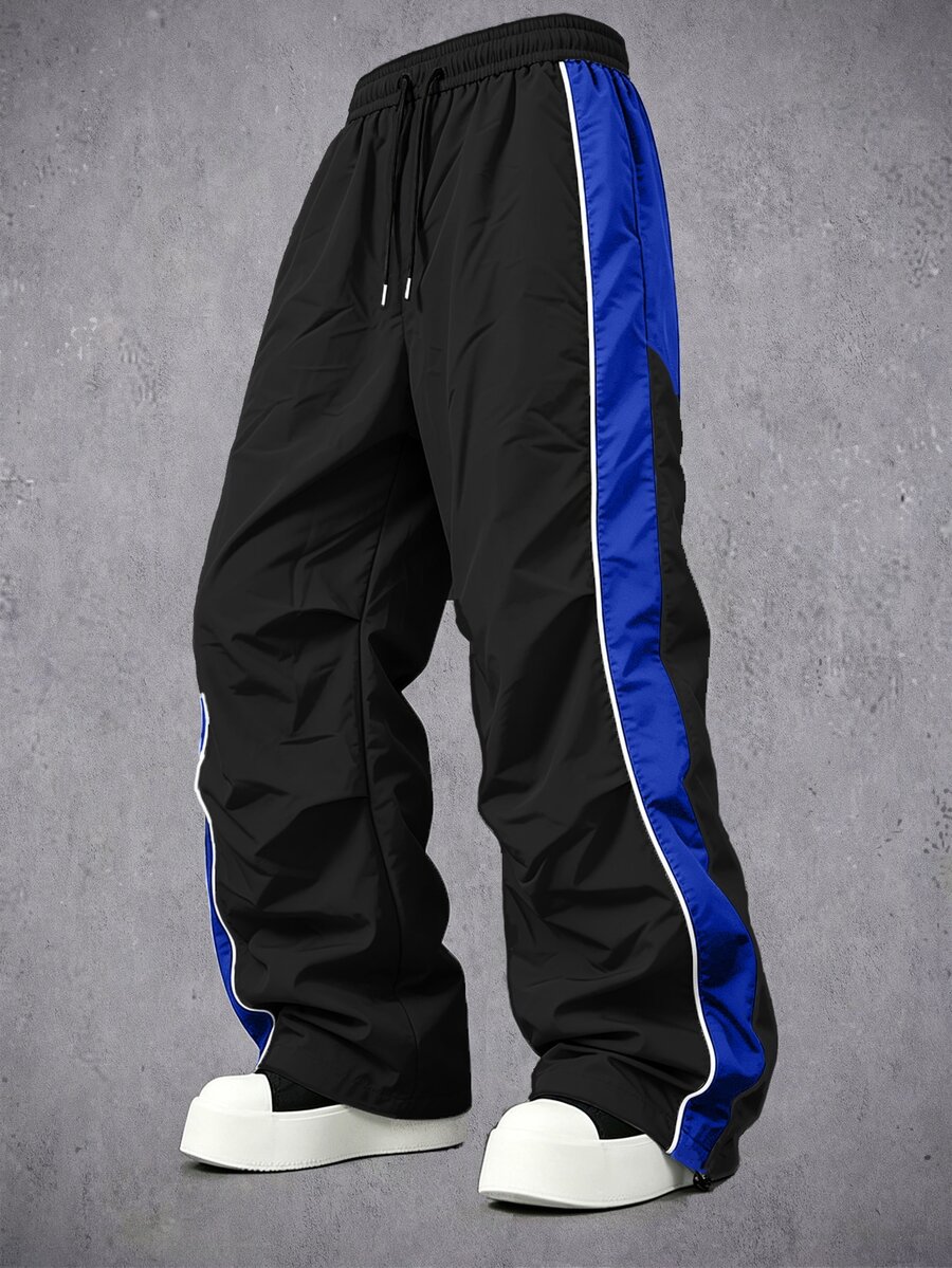 Manfinity Denimwave Men's Drawstring Waist Colorblock Casual Versatile Daily Travel Long Pants - Blue - View 1