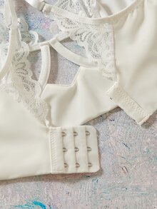 Elorette Women's Sexy Lingerie Set With Contrast Lace And Cutout Design - White - View 5