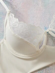 Elorette Women's Sexy Lingerie Set With Contrast Lace And Cutout Design - White - View 3