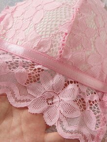 Elorette Floral Lace Metal Chain Front-Closure Bralette Women's Bra - Pink - View 5
