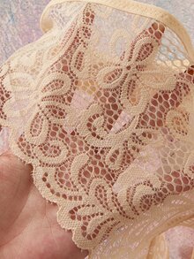 Elorette Women's Lace Patchwork Hollow Out Sexy Lingerie Set - Apricot - View 2