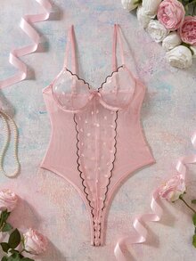 Elorette Pink Embroidered Slimming Cut-Out Floral Pattern Romantic Pastoral Women's Jumpsuit - Pink - View 1