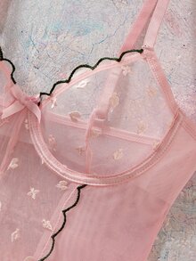 Elorette Pink Embroidered Slimming Cut-Out Floral Pattern Romantic Pastoral Women's Jumpsuit - Pink - View 5