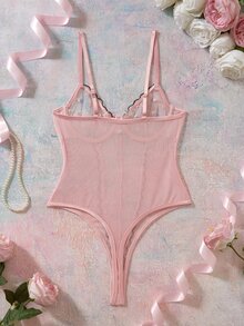 Elorette Pink Embroidered Slimming Cut-Out Floral Pattern Romantic Pastoral Women's Jumpsuit - Pink - View 2