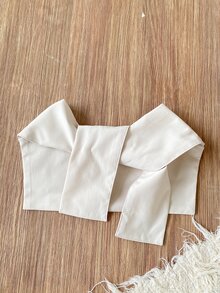 SHEIN Playful Pals Toddler Baby Boy Romper Bodysuit Cute Preppy Brown White Tied Shawl Scarf Button Long Sleeve Shirt Collar Party Fall Birthday Boy Cozy First Birthday - Brown - View 8